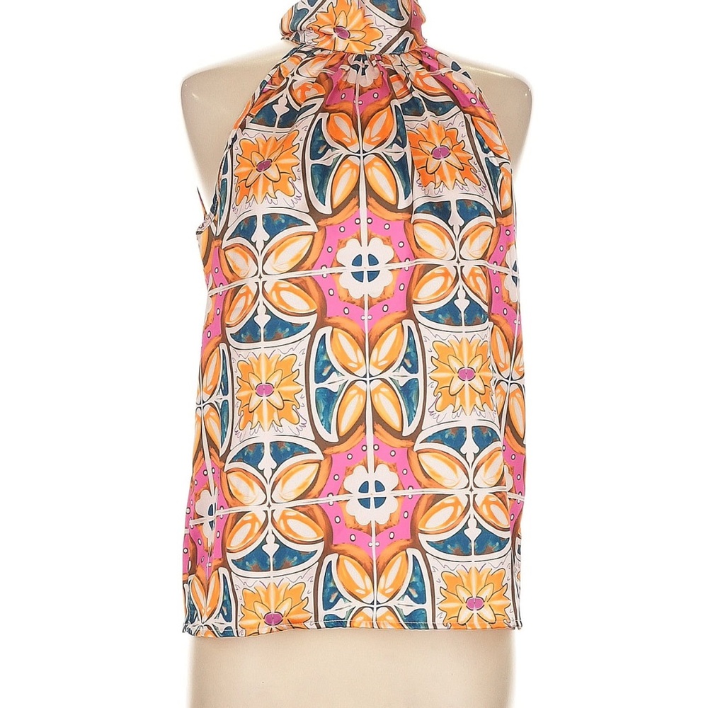 Rachel Zoe Pink, Orange & Teal Halter-Neck Print Top